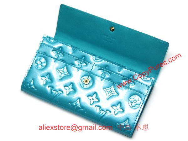 ルイヴィトン　LOUIS VUITTON　ヴィトン 財布　LV　ヴェルニ　ファスナー長札　長財布　ポルトフォイユ・サラ　ブルーラゴン　M91741